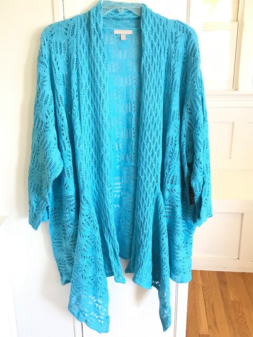 WOMAN WITHIN Open Front Pointelle Cardigan Sweater Women’s Plus Size 5X